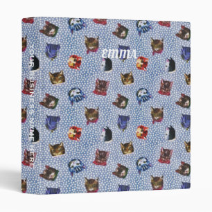 Classeur Pet Chat Bleu Pois Kitten Aquarelle