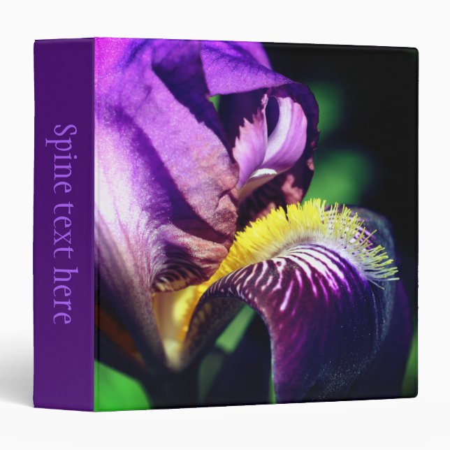 Classeur Pétale de fleur d'Iris barbu violet personnalisé (Devant/Côté)