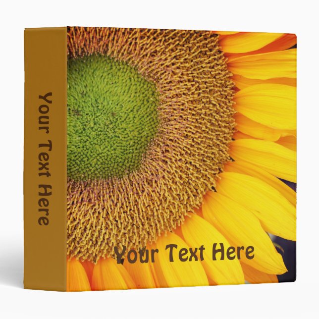 Classeur Pétales de Tournesol Fleur Personnalisée Fermée De (Devant/Côté)