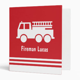 Classeur Petit Camion-feu Garçon avec nom Rouge et blanc