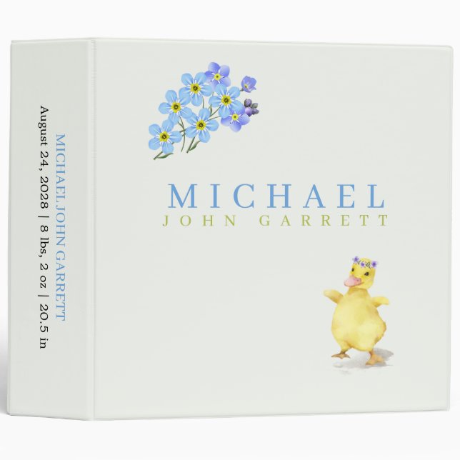 Classeur Petit Canard Jaune mignon Garçon Bébé Album photo (Devant/Côté)