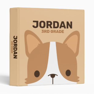 Classeur Petit Chien de Corgi mignon avec nom personnalisé