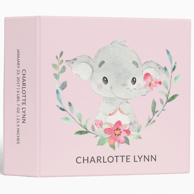 Classeur Petit Eléphant douce Filles bébé Album photo (Devant/Côté)