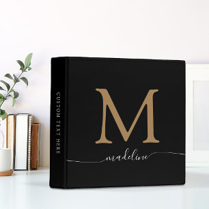 Classeur Petite fille élégante Noir Monogramme Recette de c