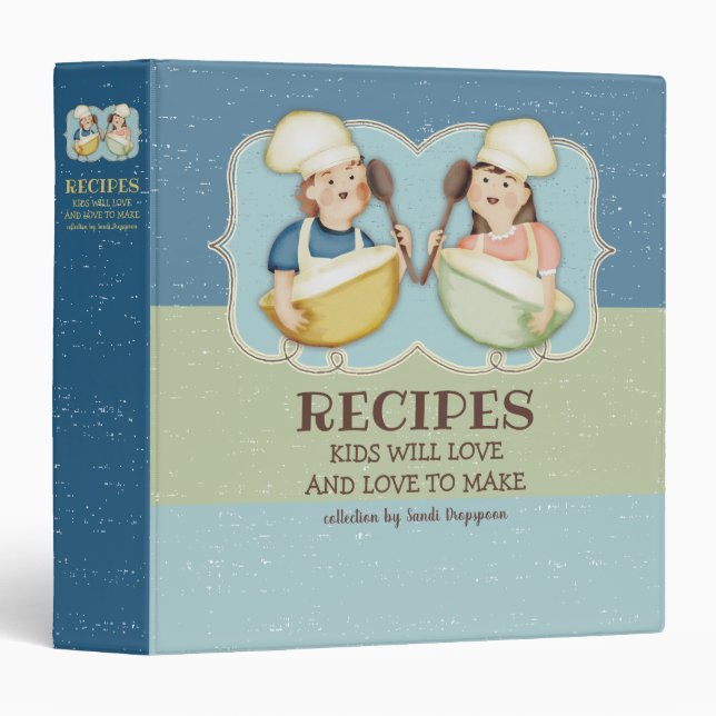 Classeur Petite fille garçon enfants recettes de livre de c (Devant/Côté)