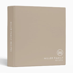 Classeur Petite Recette de monogramme de famille beige styl