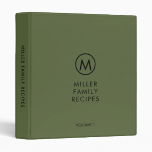 Classeur Petite recette de Monogramme de famille d'olivier