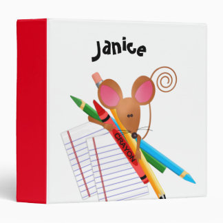 Classeur Petite souris avec les crayons et le papier rayé