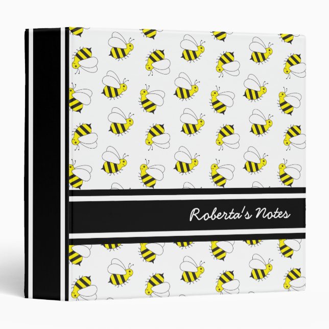 Classeur Petits mignons gaffent le motif d'abeille (Devant/Côté)