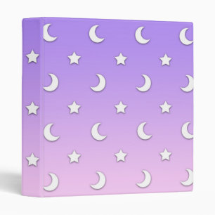 Classeur Petits motifs d'étoiles et de lunes blanches