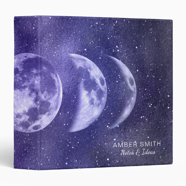 Classeur Phases de la lune de Bohême Motif spatial (Devant/Côté)