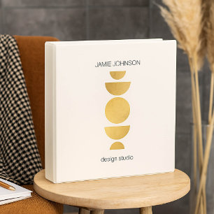 Classeur Phases de lune Abstraite Art géométrique Or/ivoire
