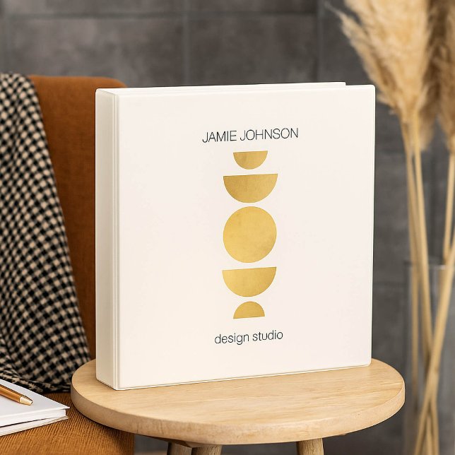 Classeur Phases de lune Abstraite Art géométrique Or/ivoire (Créateur téléchargé)