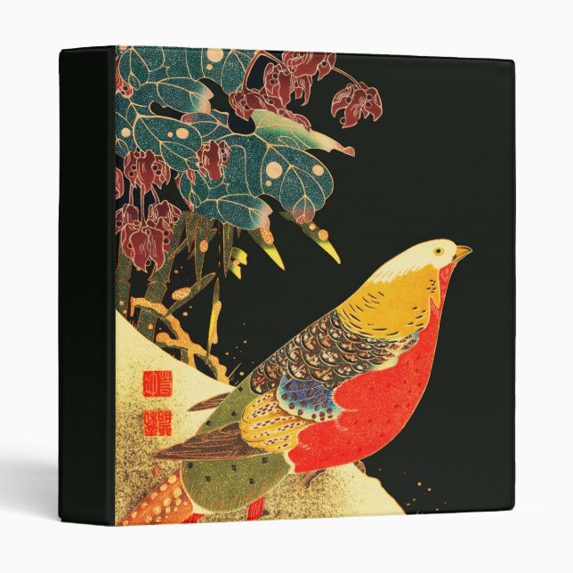 Classeur Phéasé d'or en neige Antique Floral japonais (Devant/Côté)