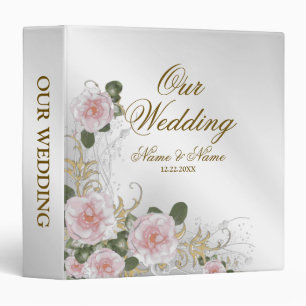 Classeur Photo Album de mariage rose floral argent