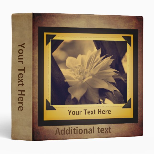 Classeur Photo Ancien Vintage Fleur de Clématite Personnali (Devant/Côté)