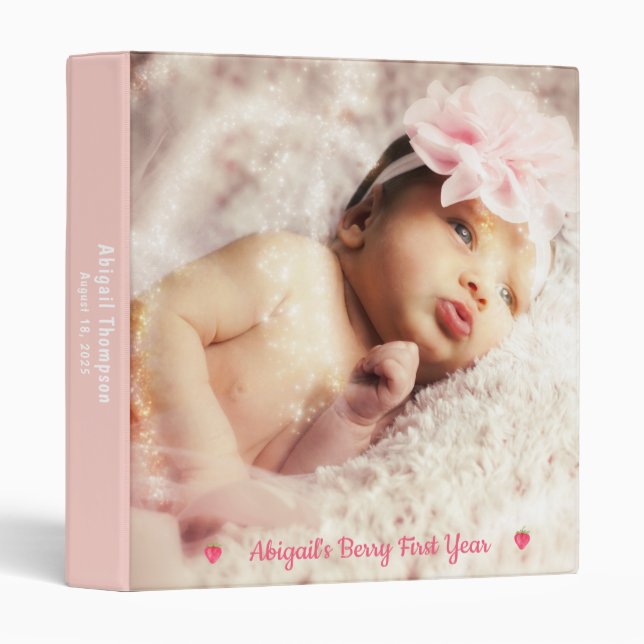 Classeur Photo Berry Fille Première Année Fraise (Devant/Côté)