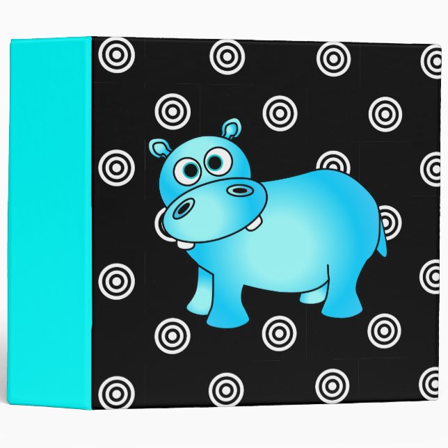 Classeur Photo bleue géniale d'hippopotame/classeur d'école (Devant/Côté)
