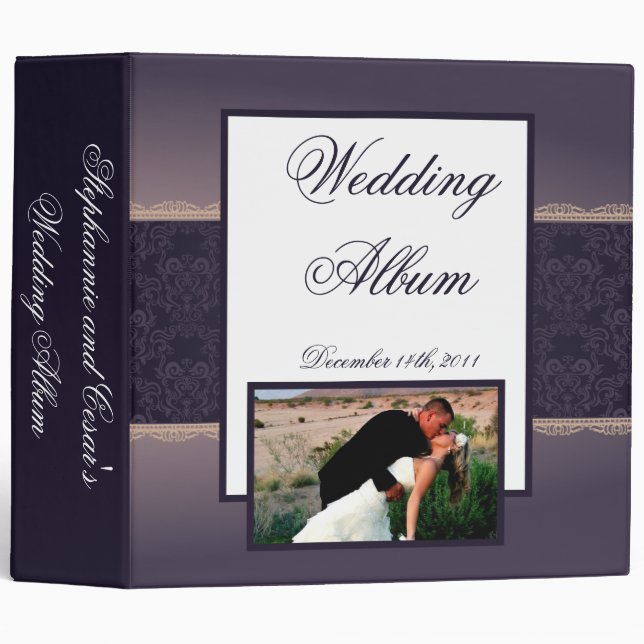 classeur photo de 2,8 pouces Deep Purple Damask (Devant/Côté)