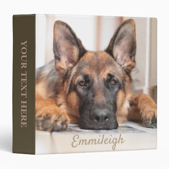 Classeur Photo de chien berger allemand endormi personnalis (Devant/Côté)