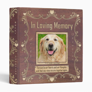 Classeur Photo de chien Mémorial en bois sculpté look