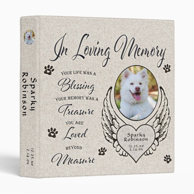 Classeur Photo de chien personnalisée Mémorial avec Classeu (Devant/Côté)