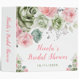 Classeur Photo de douche de mariée florale verte sauge et r