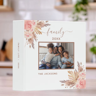 Classeur Photo de famille herbe des pampas fleurs rose blan
