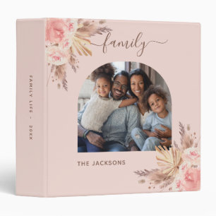 Classeur Photo de famille herbe des pampas florales rose bl