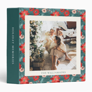Classeur Photo de famille personnalisé de Noël vert floral