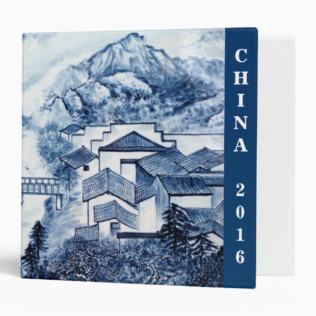 Classeur photo de voyage Blue and White Asian (Devant/intérieur)