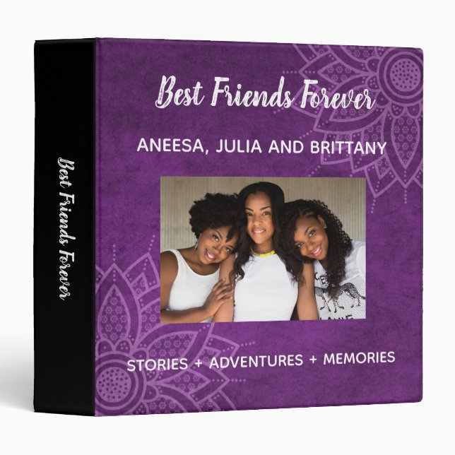 Classeur Photo Florale violette BFF Best Friends 3 Ring Cla (Devant/Côté)