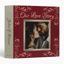 Photo & Heart Wedding Album - Red/Rose Gold