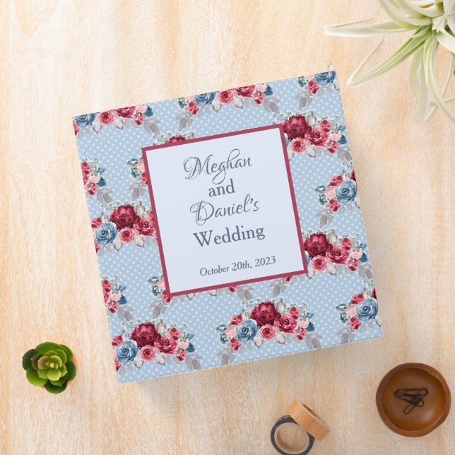 Classeur photo Mariage Dusty Blue et Bourgogne (In Situ)