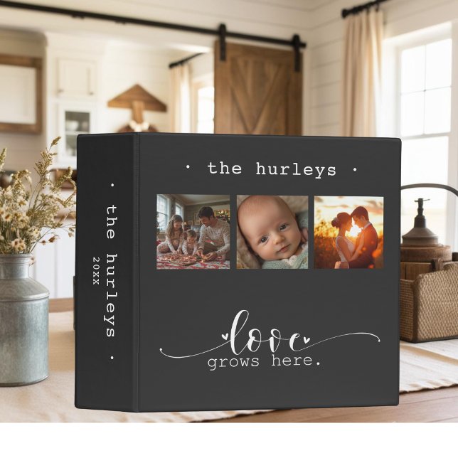 Classeur Photo moderne Collage L'amour grandit ici Photo (Modern Photo Collage Love Grows Here Photo 3 Ring Binder)