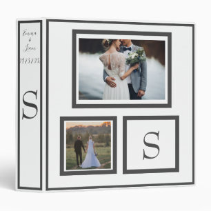 Classeur Photo Monogramme Noms Abstraits Mariage Keepsaké