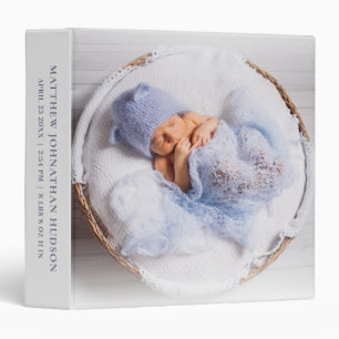 Classeur Photo Nouveau-né Baby Boy Stats Grey Blue Cadeau A