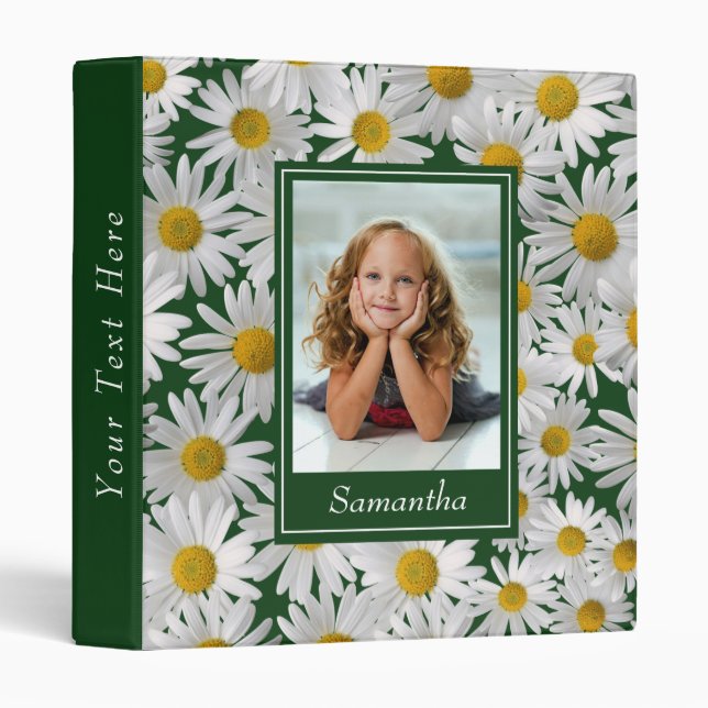 Classeur Photo personnalisée de la marguerite lumineuse - (Devant/Côté)