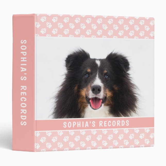 Classeur Photo Pet Personnalisée Rose Vierge Avec Patrouill (Devant/Côté)