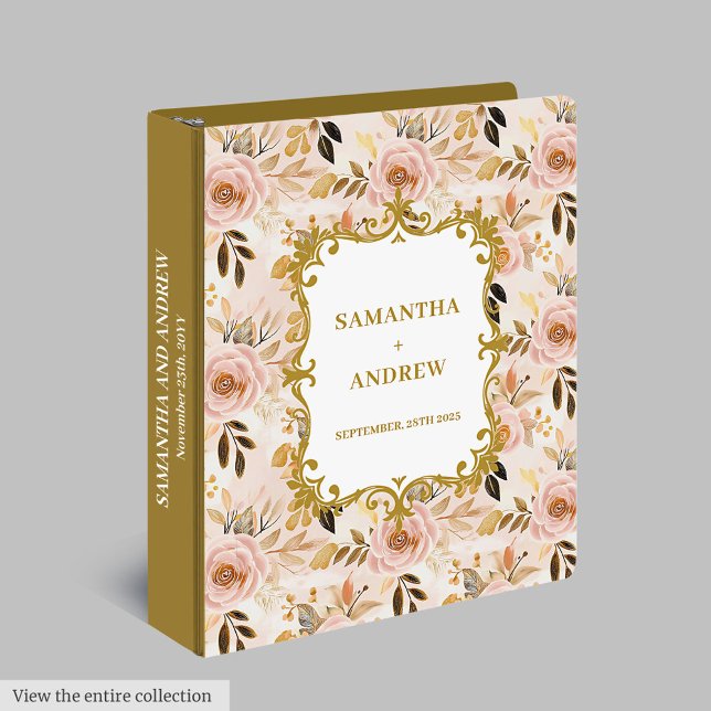 Classeur photo Romantic Blush Gold Mariage (Romantic Blush Gold Wedding Photo Binder)