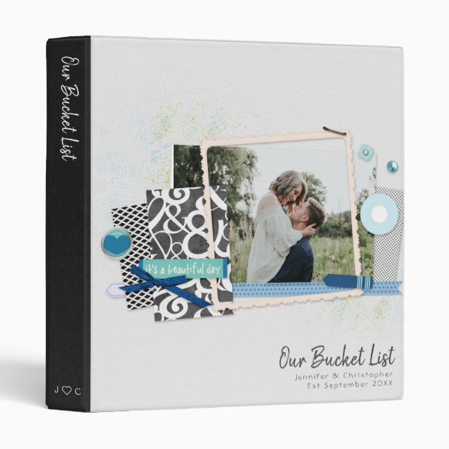 Classeur Photo Scrapbook Our Bucket List Couple Keepsaké (Devant/Côté)