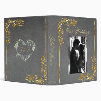 Classeur Photo, Silver Heart, Leaves - Grey Wedding Album