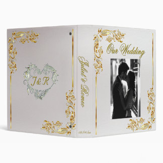 Classeur Photo, Silver Heart, Leaves - White Wedding Album