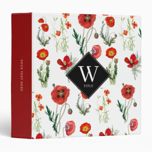 Classeur Photos d'Aquarelle Rouge Floral Monogramme