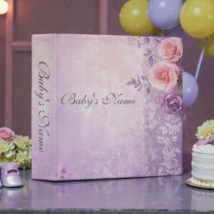 Classeur Photos de bébé florales violettes shabby chic