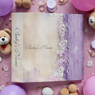 Classeur Photos de bébé florales violettes shabby chic