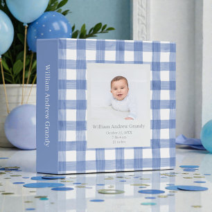 Classeur Photos de bébé personnalisées aquarelle bleue
