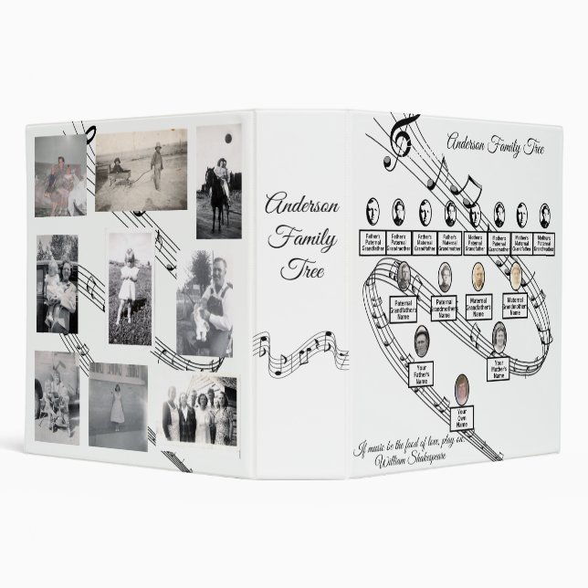 Classeur Photos ovales Family Tree Musical Staff Blanc (Arrière-plan)