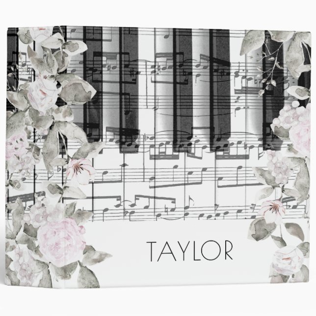 Classeur piano à fleurs pâles (Devant/Côté)