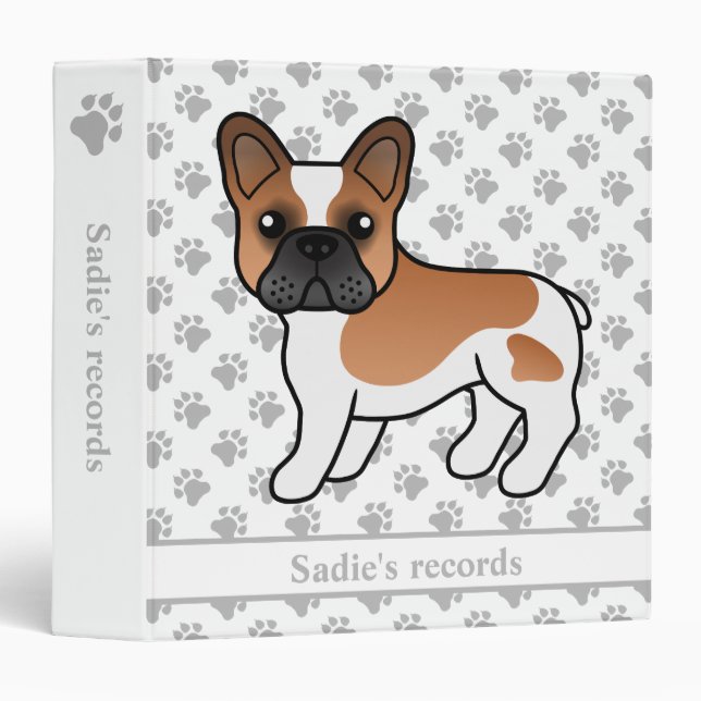 Classeur Piebald Rouge Chien de taule mignon Dessin & Texte (Devant/Côté)